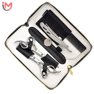 Kits de coiffure pour salon de barbier, ciseaux de soin des cheveux personnels avec ciseaux à effiler droits et tranchants en acier inoxydable, service OEM - Product Image 1