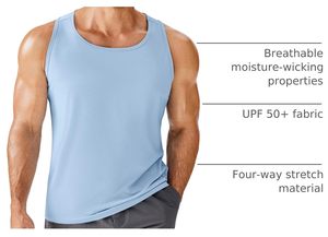 <b>Mens</b> <b>Sports</b> Tank Top Sleeveless Crew Neck Training <b>Vest</b> Quick Dry Breathable Eco-Friendly Spandex/Cotton Lightweight - Product Image 5