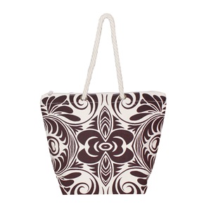 Custom Eco-Friendly Floral Print <b>Large</b> Ladies Handbag 10 oz Waterproof Laminated Natural Canvas PC <b>Cosmetic</b> <b>Bag</b> Zip Twisted - Product Image 1