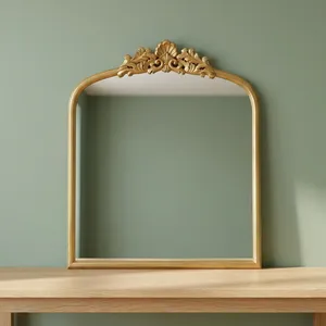 Vintage <b>Gold</b> Arch Wall <b>Mirror</b> with Ornate Floral Crown Decorative <b>Mirror</b> for Living Room Bedroom Hallway and Vanity Decor - Product Image 2