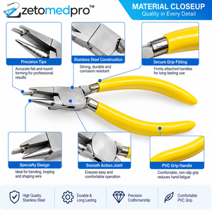 Jewelry <b>Pliers</b> <b>Set</b> Flat Round Specialty <b>Pliers</b> PVC Grip 5.5in Stainless Steel Silver Custom Grip Color ZETOMEDPRO - Product Image 2