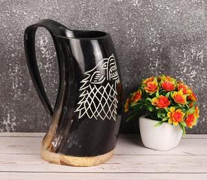 Jarra de cerveza de cuerno de búfalo estilo vikingo rústico, muy demandada, hecha a mano, para hidromiel, cerveza, vino y bar, disponible para la venta. - Product Image 6