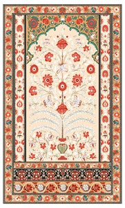 Tapis de prière musulman Zynah à motif floral, design rectangulaire, couleurs rouge, orange, crème, bordure décorative, dos antidérapant, 27x45 pouces - Product Image 6