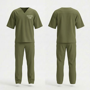 Ensemble de blouses et pantalons tissés pour infirmières et médecins avec logo personnalisé, col en V, uniforme d'hôpital unisexe, fabricant en gros ODM - Product Image 1
