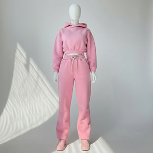 ชุดเซ็ตสองชิ้นแบบเต็มตัว ขายส่ง ชุดวอร์มลำลองมีฮู้ด แขนยาว สำหรับผู้หญิงไซส์ใหญ่ ผ้าฝ้าย 100% ชุดเซ็ตเสื้อผ้าสำหรับฤดูหนาว - Product Image 2