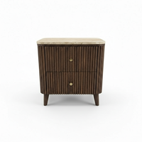 Table d'appoint moderne avec 2 tiroirs en MDF acacia et placage chêne, écologique, 5+ compartiments, design dynamique pour salons