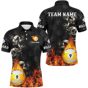 Chemise de billard personnalisée à impression par transfert thermique, à manches courtes, col rabattu, unisexe, adulte, pour évacuer l'humidité - Product Image 3