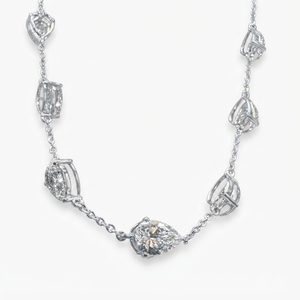 Magnificent 14.00 CT Pear Lab Grown Diamond <b>Necklace</b> in 14K White Gold for Women - Product Image 3