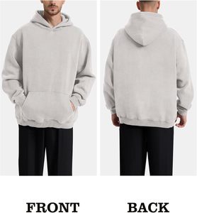 Sweat à capuche pour homme grande taille, coupe oversize, en molleton de coton épais, chaud pour l'hiver, style streetwear décontracté - Product Image 2
