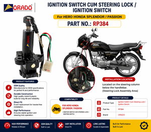 Interrupteur d'allumage et verrou de direction avec clés Hero Honda Splendor Passion – Pièces de rechange de haute qualité pour moto - Product Image 6