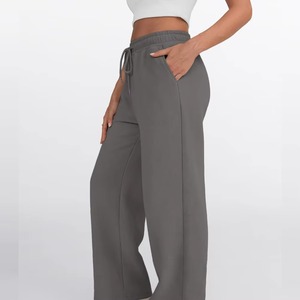 Custom Made High Waist Straight Leg Regular Fit Fashionable Winter Wear <b>Fleece</b> Eco-Friendly Lace High Street Sweatpants <b>Women</b> - Product Image 3