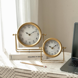 Elegant Brass Tabletop <b>Clock</b> with Glass Cover Vintage Desktop Timepiece Classic Home Office Decoration - Product Image 3