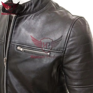 Chaqueta de Cuero Genuino Negra para Hombre, Estilo Motero, Cafe Racer, de Piel de Vacuno, con Cuello Alto y Mangas Acolchadas, Estilo Clásico Personalizado, Cálida para Invierno - Product Image 3