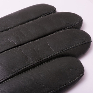 Guantes de piel de oveja verde oscuro para mujer Ikhlas Sports, suaves, cálidos, forrados, elegantes, con botón en la muñeca, para invierno, con detección de agujas y pantalla táctil - Product Image 2