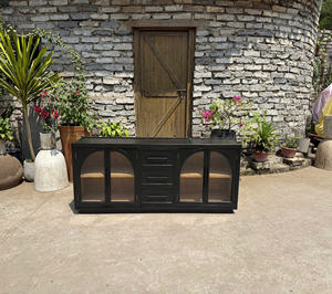 Mueble de Madera de Pino Vintage de Lujo con Puerta de Vidrio, Almacenamiento Duradero para Sala de Estar - Product Image 1