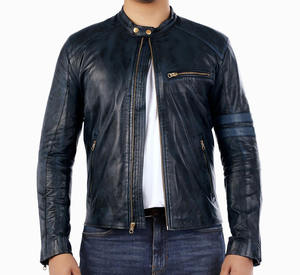 2026 Latest Plus Size Men's vintage genuine leather <b>jacket</b> <b>with</b> a stand-up collar and <b>zipper</b> - Product Image 1