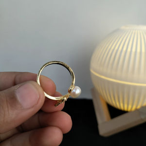 Anillo de Perlas Naturales de Agua Dulce con Diseño de Cisne, Anillo de Joyería de Moda, Anillo de Perlas Chapado en Oro, Venta al por Mayor - Product Image 4