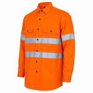 Camisa de Trabajo de Manga Larga Unisex 2026, Color Sólido, Transpirable, de Poliéster, Alta Visibilidad, Reflectante, con Bolsillos en el Pecho y Franjas de Seguridad - Product Image 4