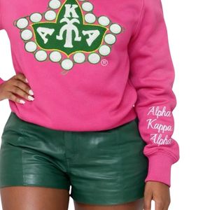 Green for <b>Ivy</b> Chenille Sweatshirt Pullover Crew Neck Long Sleeve Top Soft Fleece Women Winter Casual Front Sorority Apparel - Product Image 3