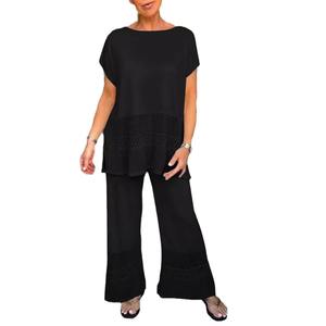 Offre Spéciale Été – Ensemble Short Deux Pièces Décontracté pour Femme, Couleur Unie, Respirant, Écologique, en Polyester Tricoté, Coupe Droite, Élastique - Product Image 2