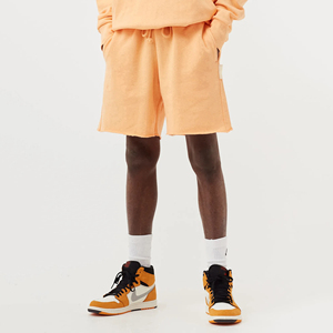 Shorts en coton orange pour homme, couleur unie, décontractés, taille mi-haute, tricotés, respirants, avec poches - Product Image 3