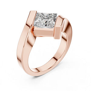 Anillo de Oro Rosa de 14K con Diamante Cultivado en Laboratorio, Estilo Princesa, para Uso Diario, para Mujer |   Diamante Cultivado Nuevo - Product Image 4