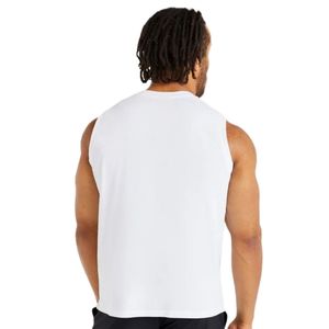 Mens <b>White</b> Sleeveless <b>Tank</b> <b>Top</b> Crew Neck Gym Workout Shirt Athletic Fitness Training Sportswear Casual Activewear Running Vest - Product Image 2