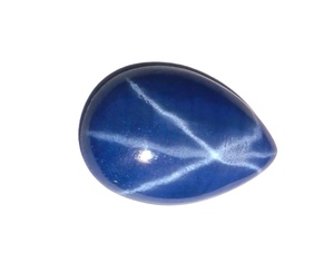 Zafiro Azul Estrella Pera 10x15 mm 8 Quilates Cabujón Pulido Creado en Laboratorio Efecto Estrella de 6 Rayos 5 mm de Altura para Fabricación de Joyas - Product Image 1