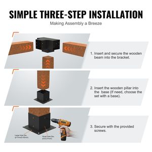 Kit staffa angolare a 4 vie resistente 2 pezzi Post-Base per legno per facile installazione travi in legno per esterni Pergola Hardware per esterni - Product Image 6