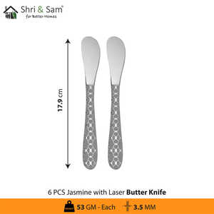 5 cuchillos de cena de acero inoxidable cortados con láser de jazmín - Product Image 1