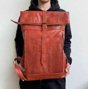 Sac à dos élégant en cuir véritable à rabat, sac de voyage en cuir de vachette, sacoche pour ordinateur portable pour homme, marque de luxe tendance LTBP-0121 - Product Image 2