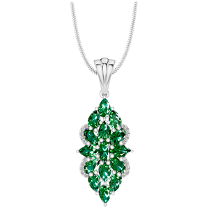 Élégant collier pendentif émeraude or blanc argent vert déclaration pièce ovale forme de poire pour anniversaires pendentifs fins breloques - Product Image 1