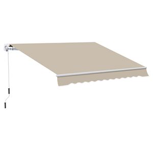 Tenda da Sole Retrattile Manuale Beige 13FT X 8FT, Design Durevole, Lunghezza Regolabile, Bracci Pieghevoli, Max 5m 3m - Product Image 1