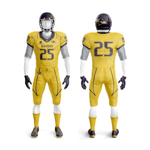 Uniforme de Fútbol Americano Personalizado en Amarillo y Morado – Conjunto de Camiseta y Pantalones Sublimados con Logotipo, Nombre y Número del Equipo Personalizados - Product Image 4