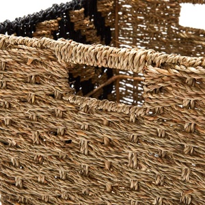 Wholesale <b>Black</b> and Natural Seagrass Storage Basket Eco-Friendly Handwoven Handles Vintage Style for Home Decor Kingcraftviet - Product Image 4