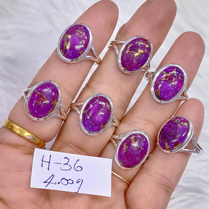 Luxury 925 Sterling Silver Natural Purple Copper <b>Turquoise</b> Stone Boho Split Shank <b>Ring</b> Premium Handmade Vintage Statement <b>Ring</b> - Product Image 2