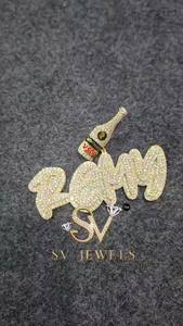 Pendentif Hip Hop en argent 925 plaqué or, style Remy, avec moissanite VVS1 et chaîne à maillons, pour homme et femme, idéal pour mariage et fiançailles - Product Image 6