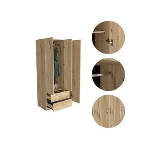 Bosko Armoire a tre porte con due cassetti e asta di metallo elegante Design guardaroba - Product Image 6