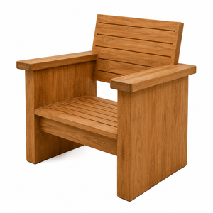 Chaise de jardin contemporaine en teck massif moderne avec accoudoirs surdimensionnés |   Chaise de patio de luxe durable pour resort |   Parc imperméable - Product Image 3