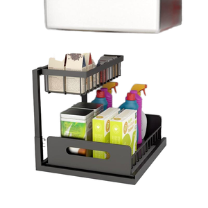 Étagère de rangement murale double niveau en fer de qualité supérieure, moderne, multifonctionnelle et robuste pour cuisine - Product Image 4