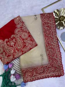 Sari indio elegante de seda Zipsy suave de primera calidad con bordado de lentejuelas, exclusivo para bodas, fiestas, uso en verano e invierno. - Product Image 4