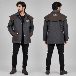 Vêtements d'extérieur d'hiver haut de gamme, durables, élégants, design moderne, col rabattu, fermeture à boutons, coupe régulière, couleur unie - Product Image 3
