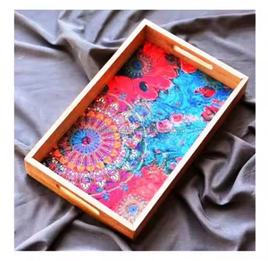 ถาดไม้ MDF พิมพ์ลายธรรมชาติทรงสี่เหลี่ยมผืนผ้า1งานทำจากไม้วาดด้วยมือถาดเสิร์ฟตกแต่ง - Product Image 2