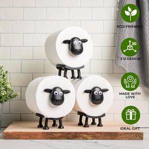 Set da Bagno Autoportante con Stampa 3D di Pecora Nera Divertente, Portarotolo e Contenitore per Carta Igienica, Decorazione Carina - Product Image 4
