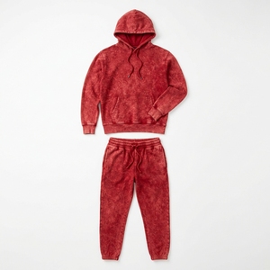 Conjunto Deportivo Unisex de Poliéster Lavado al Ácido, Sudadera con Capucha y Pantalones, Manga Larga, Cordón Ajustable, Color Sólido, Ropa Casual de Otoño, Secado Rápido - Product Image 1
