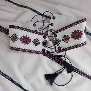 Vestido de mujer ucraniano bordado, corte en A, cintura natural, largo hasta el suelo, rojo, para boda/festival folclórico, 100% algodón, tallas S M L - Product Image 5