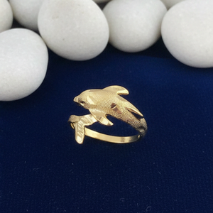 Bague Dauphin en Laiton Plaqué Or de Haute Qualité, Artisanat Tendance, Poli, Cadeau pour Mariage, Fiançailles, Fête, Anniversaire, Quotidien - Product Image 3