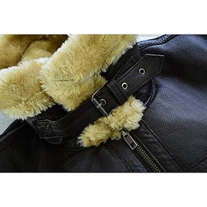 เสื้อแจ็คเก็ตนักบินหนังแท้สีน้ำตาลสำหรับผู้ชาย  บุขนแกะ  สไตล์วินเทจ  แบบคลาสสิก  บุซับในอุ่น - Product Image 4