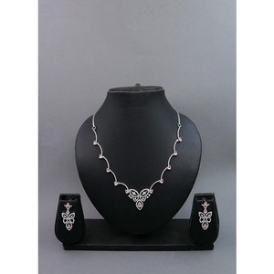 Collier en argent plaqué diamant américain (AD) pour femmes et filles, ensemble de bijoux de mariage de haute qualité, accessoires de mode - Product Image 3