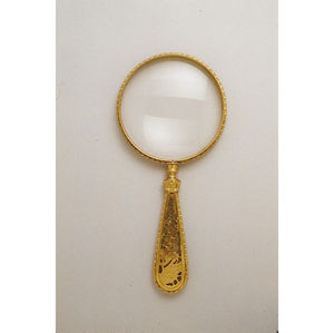 Lupa de mano estilo vintage con marco de latón macizo y mango de madera tallada, lupa antigua para lectura y noticias - Product Image 4